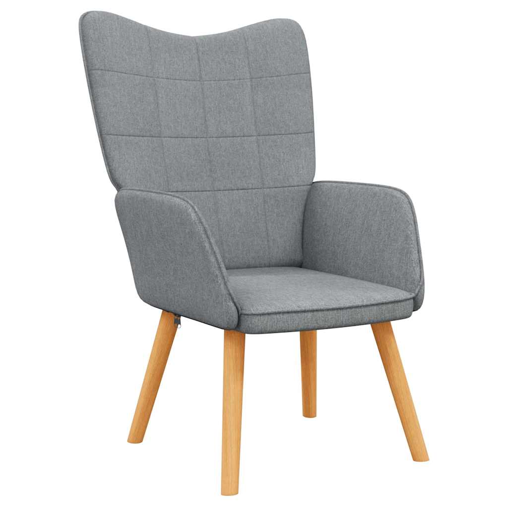 Relaxing Chair with a Stool Light Grey Fabric