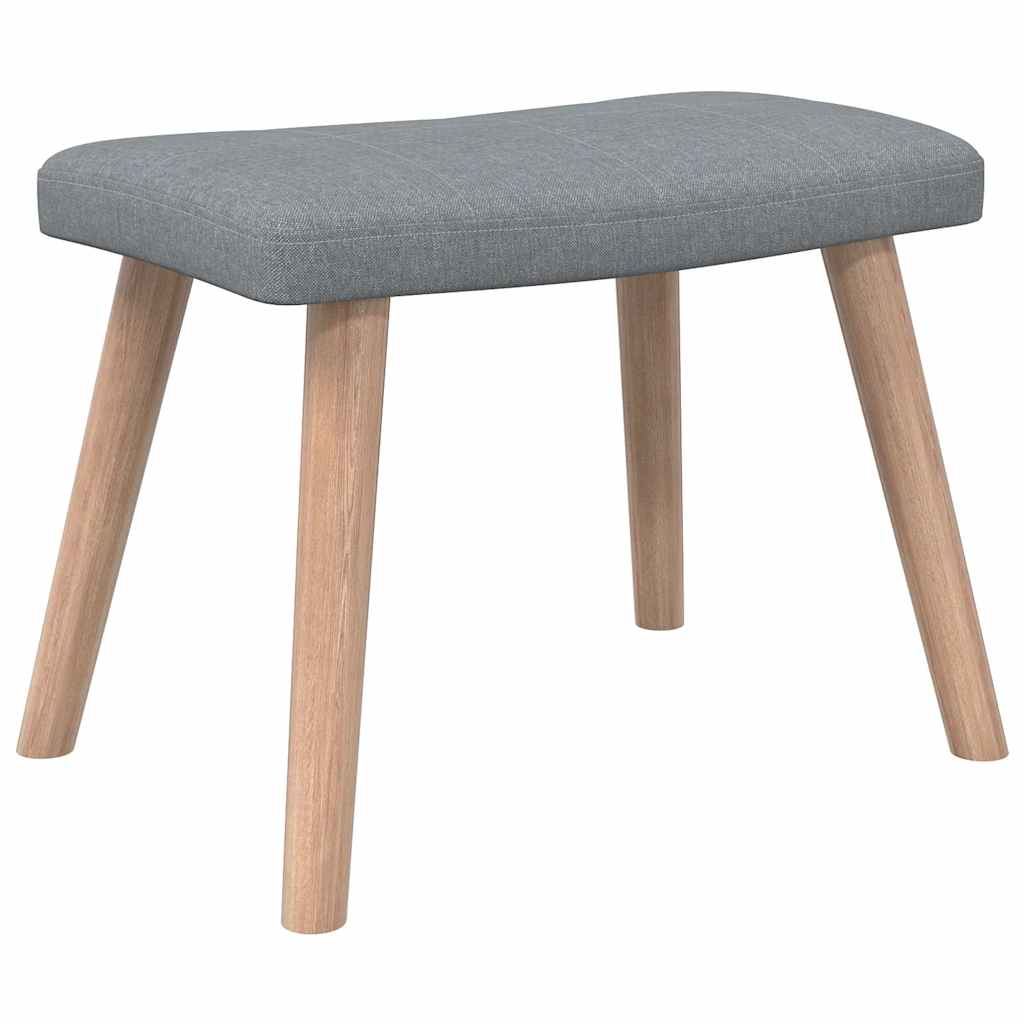 Relaxing Chair with a Stool Light Grey Fabric