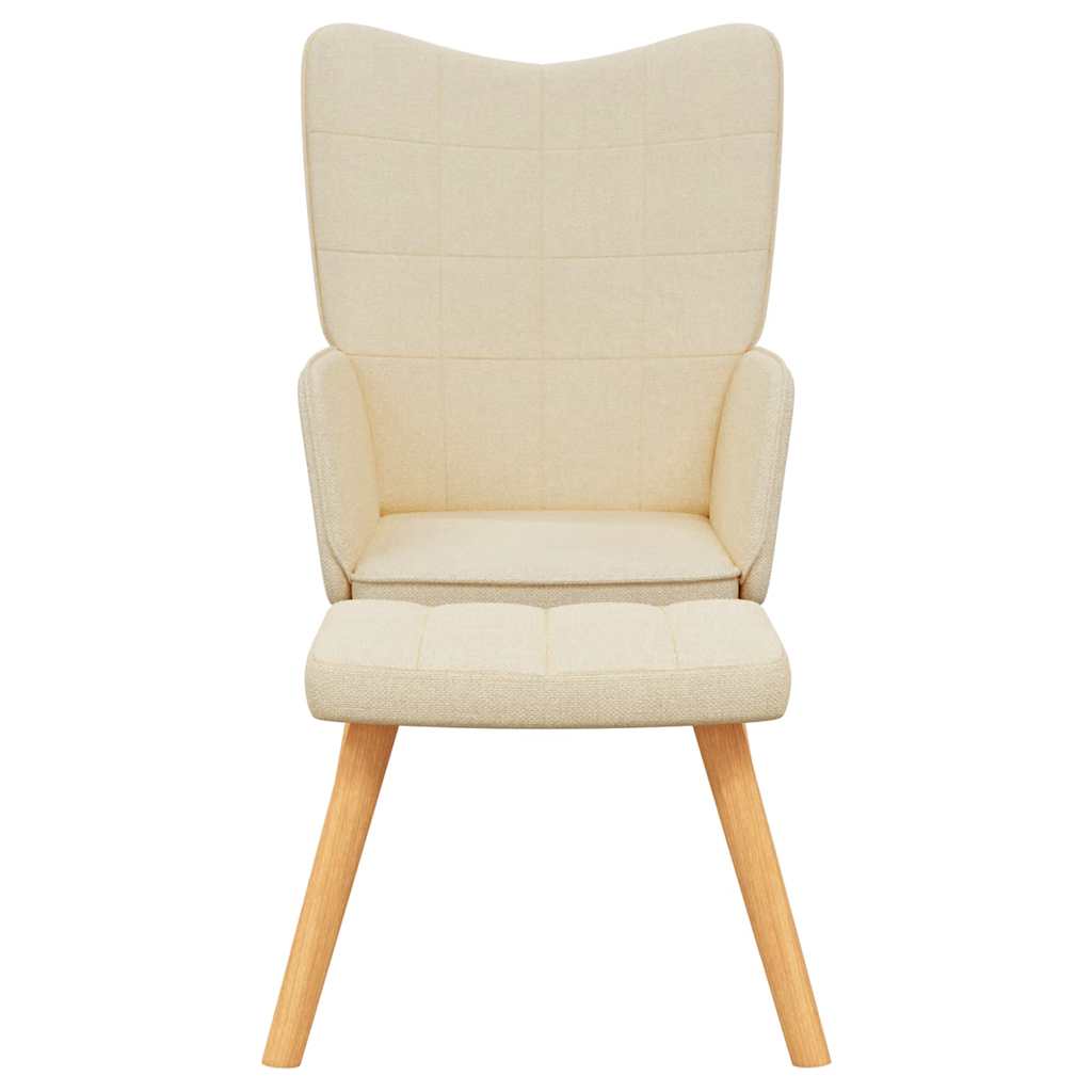 Relaxing Chair with a Stool Cream Fabric