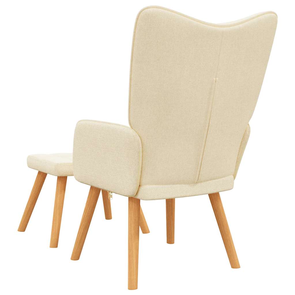Relaxing Chair with a Stool Cream Fabric