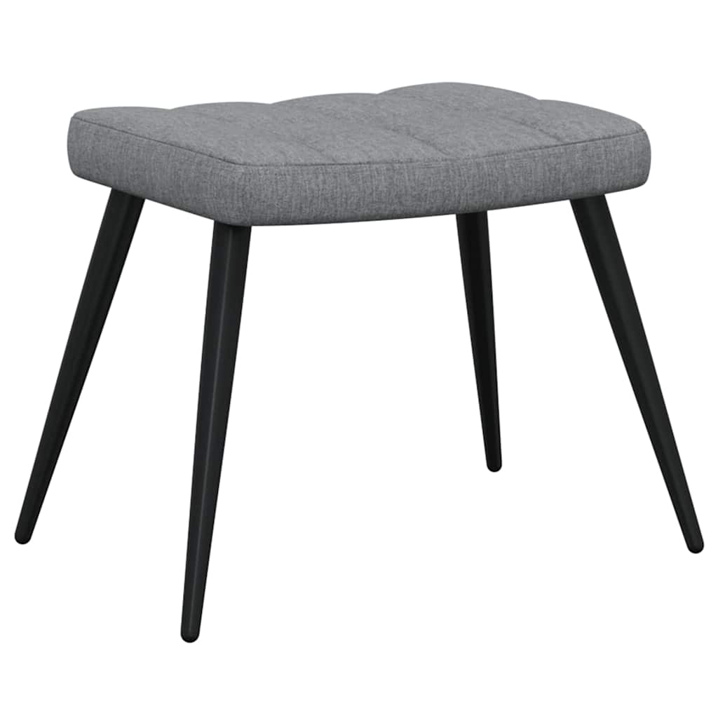 Relaxing Chair with a Stool Light Grey Fabric