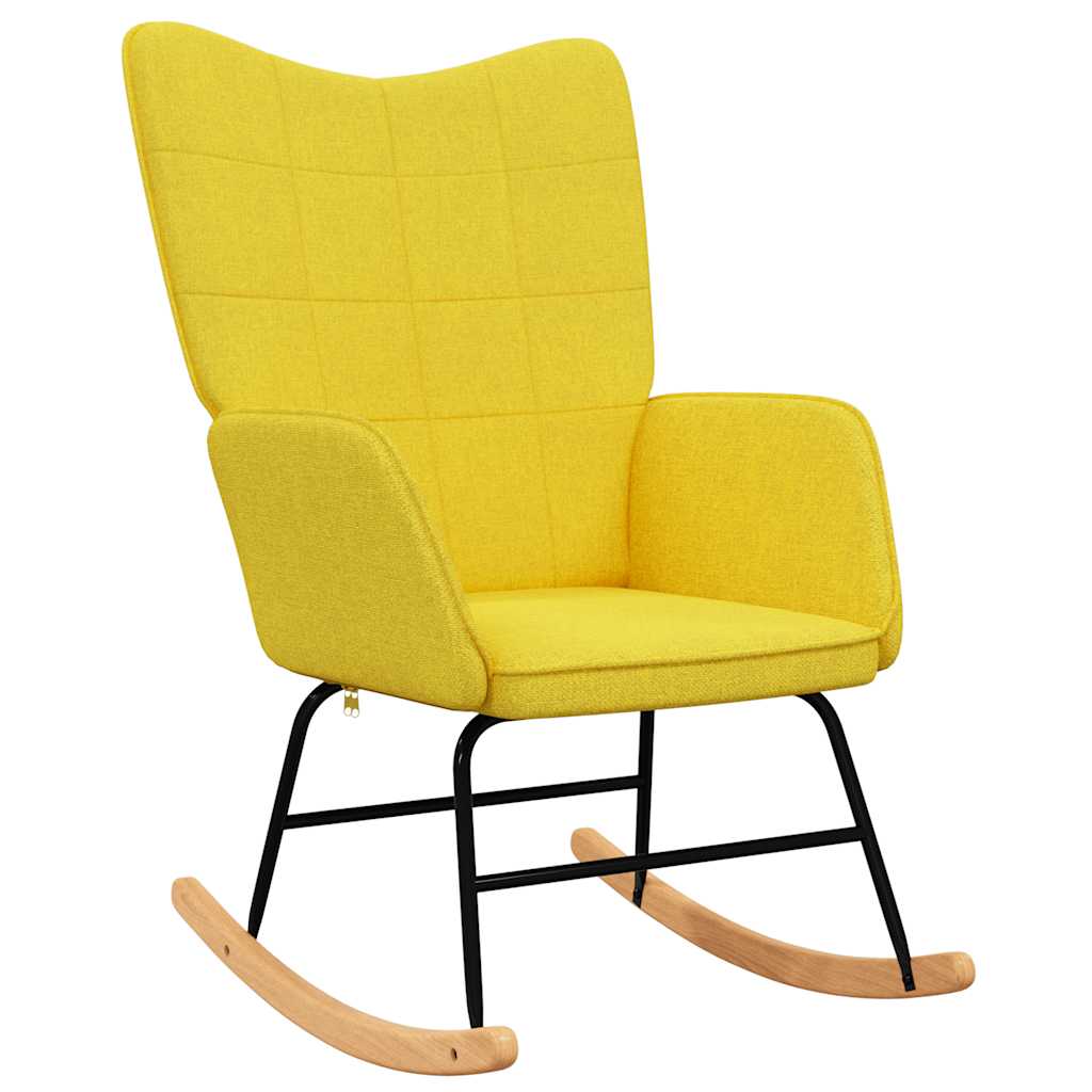 Rocking Chair with a Stool Mustard Yellow Fabric