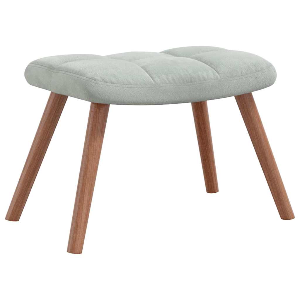 Relaxing Chair with a Stool Light Grey Velvet
