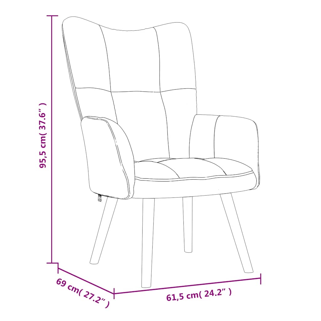 Relaxing Chair with a Stool Dark Grey Velvet