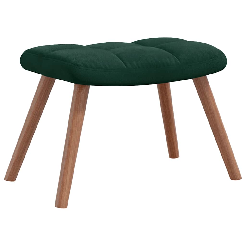 Relaxing Chair with a Stool Dark Green Velvet