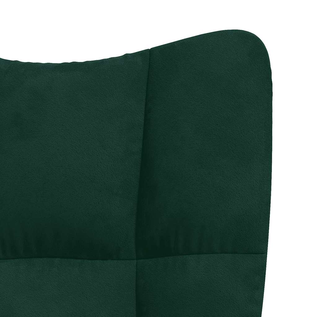 Relaxing Chair with a Stool Dark Green Velvet