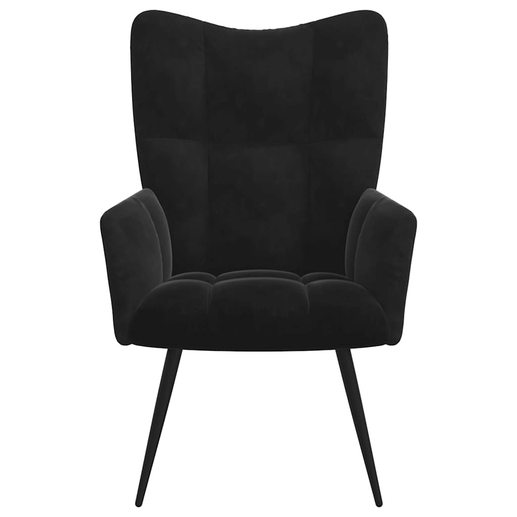 Relaxing Chair with a Stool Black Velvet