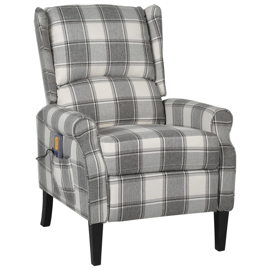Massage Reclining Chair White Grey Fabric