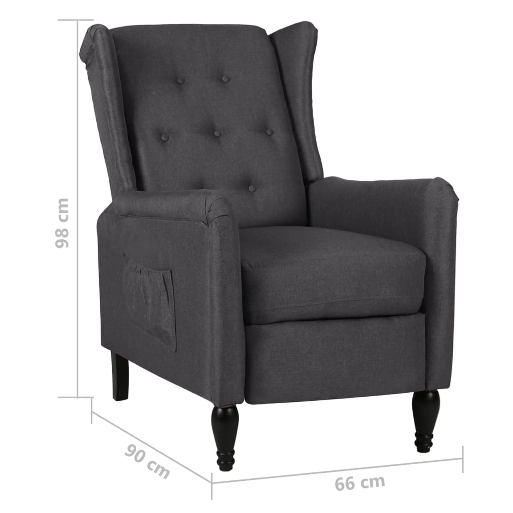 Reclining Chair Dark Grey Fabric