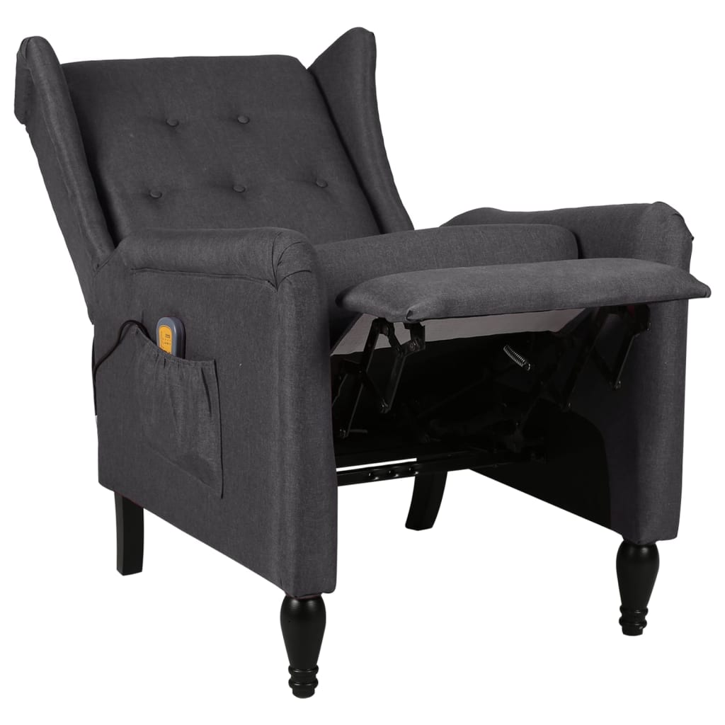Massage Reclining Chair Dark Grey Fabric