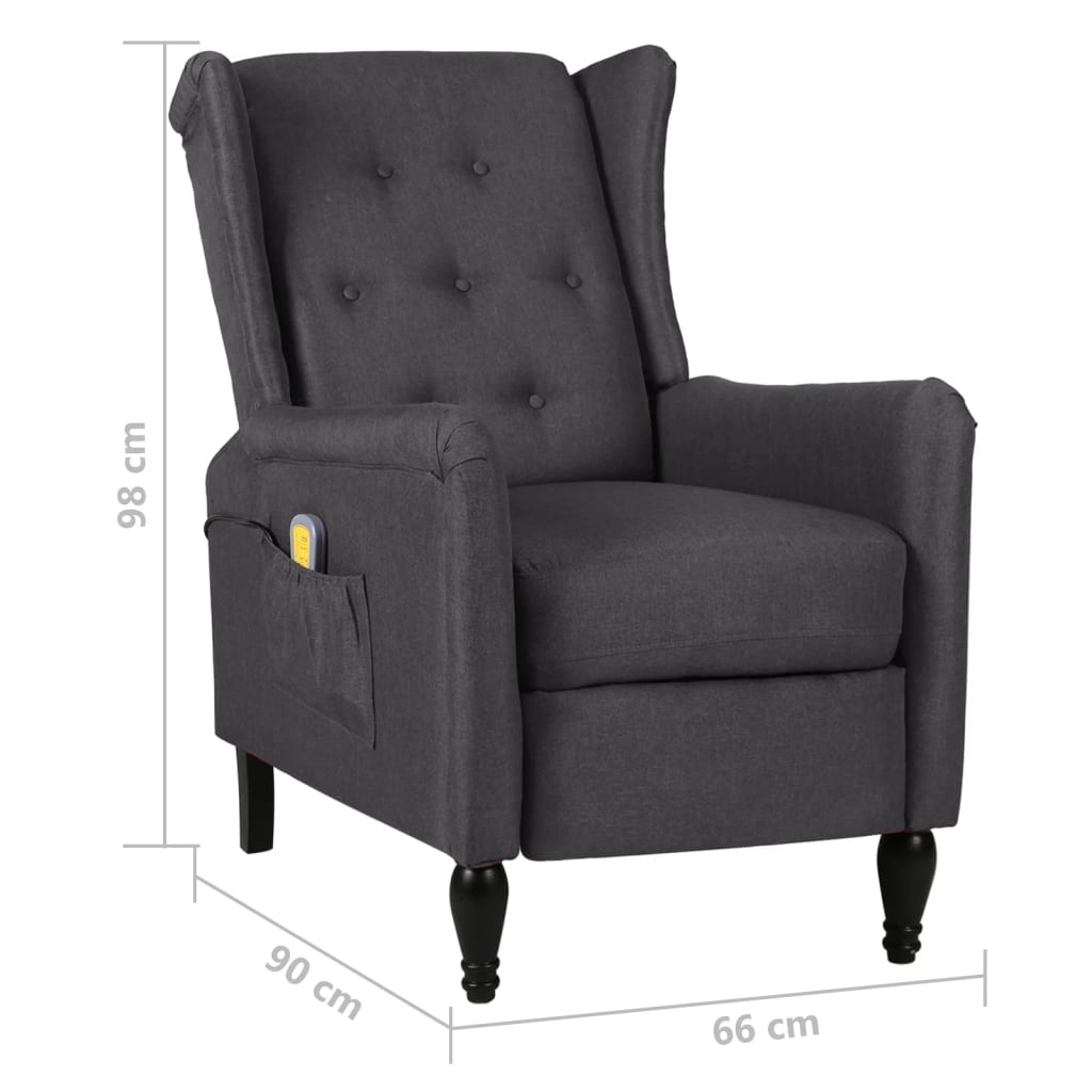Massage Reclining Chair Dark Grey Fabric