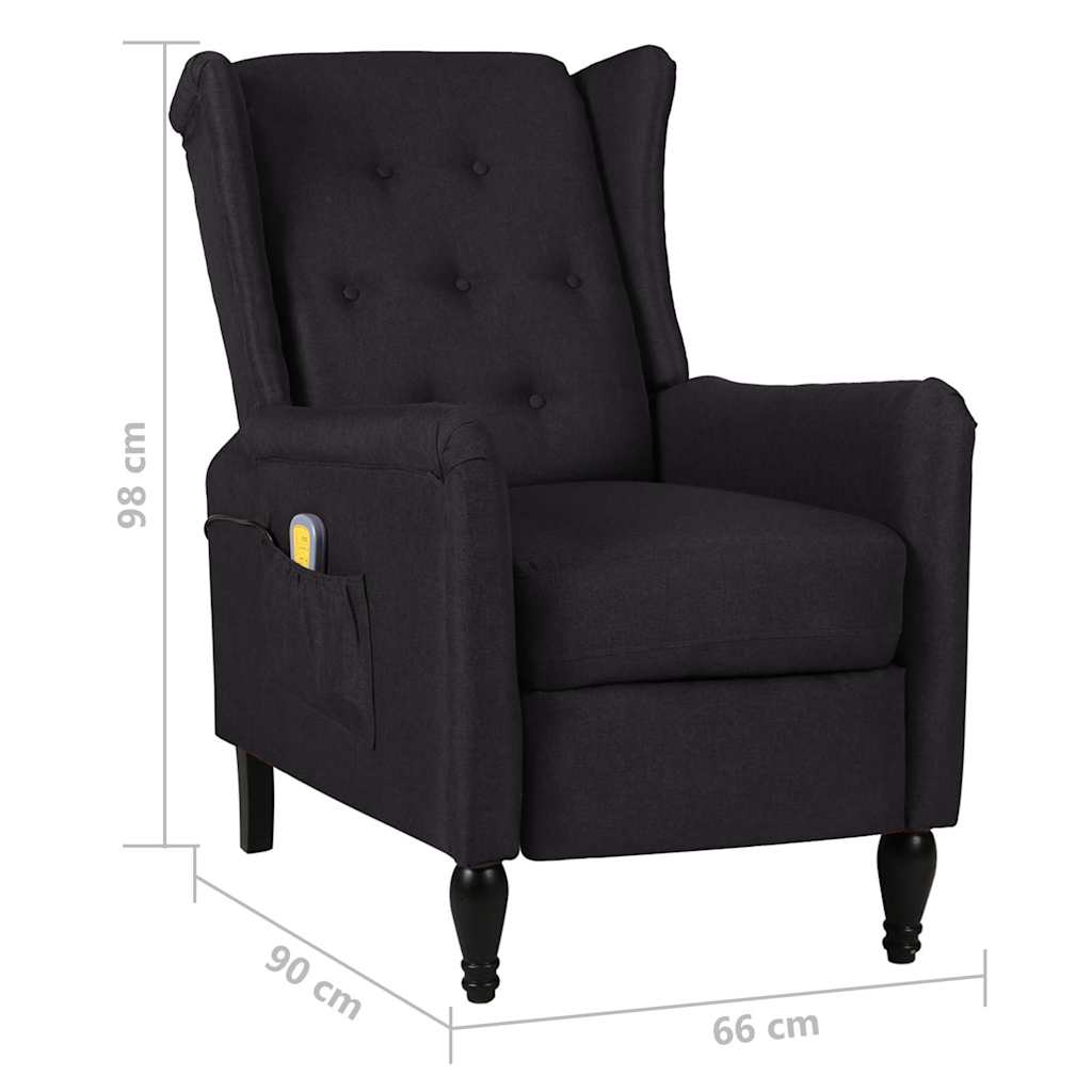Massage Reclining Chair Black Fabric