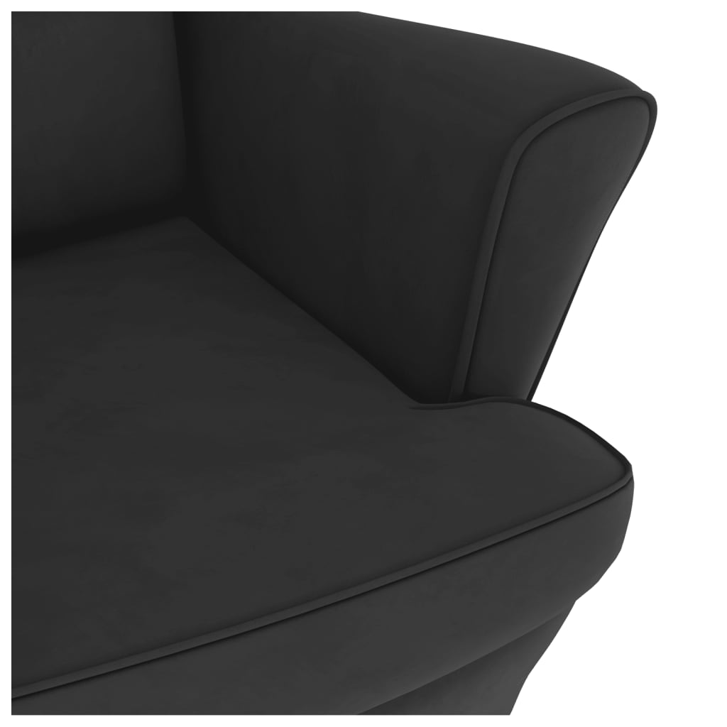 Rocking Chair Wingback Black Velvet and Solid Wood