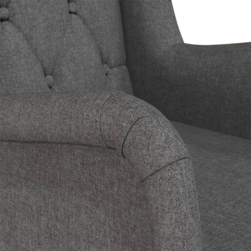 Armchair with Solid Rubber Wood Rocking Legs Dark Grey Fabric