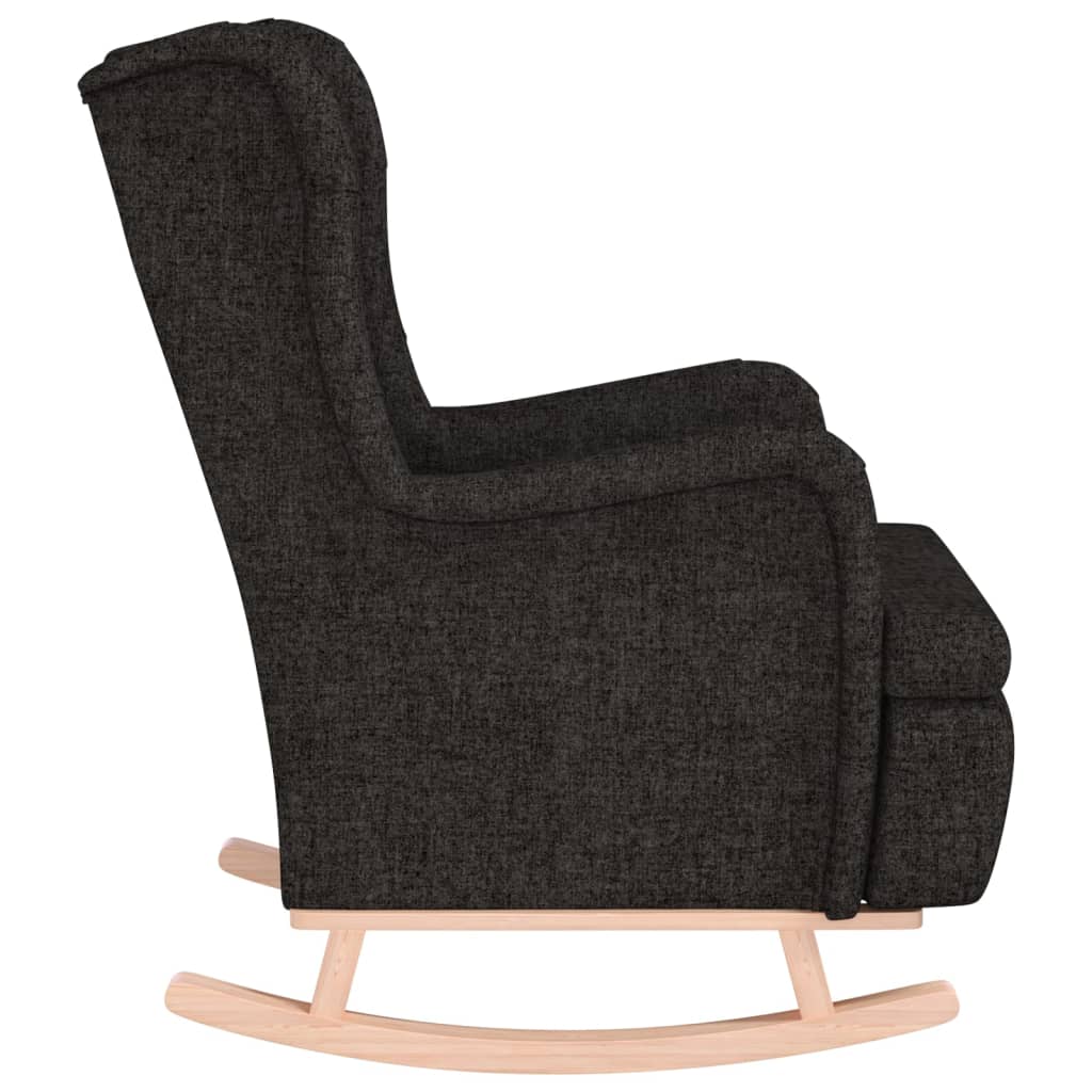 Armchair with Solid Rubber Wood Rocking Legs Black Fabric