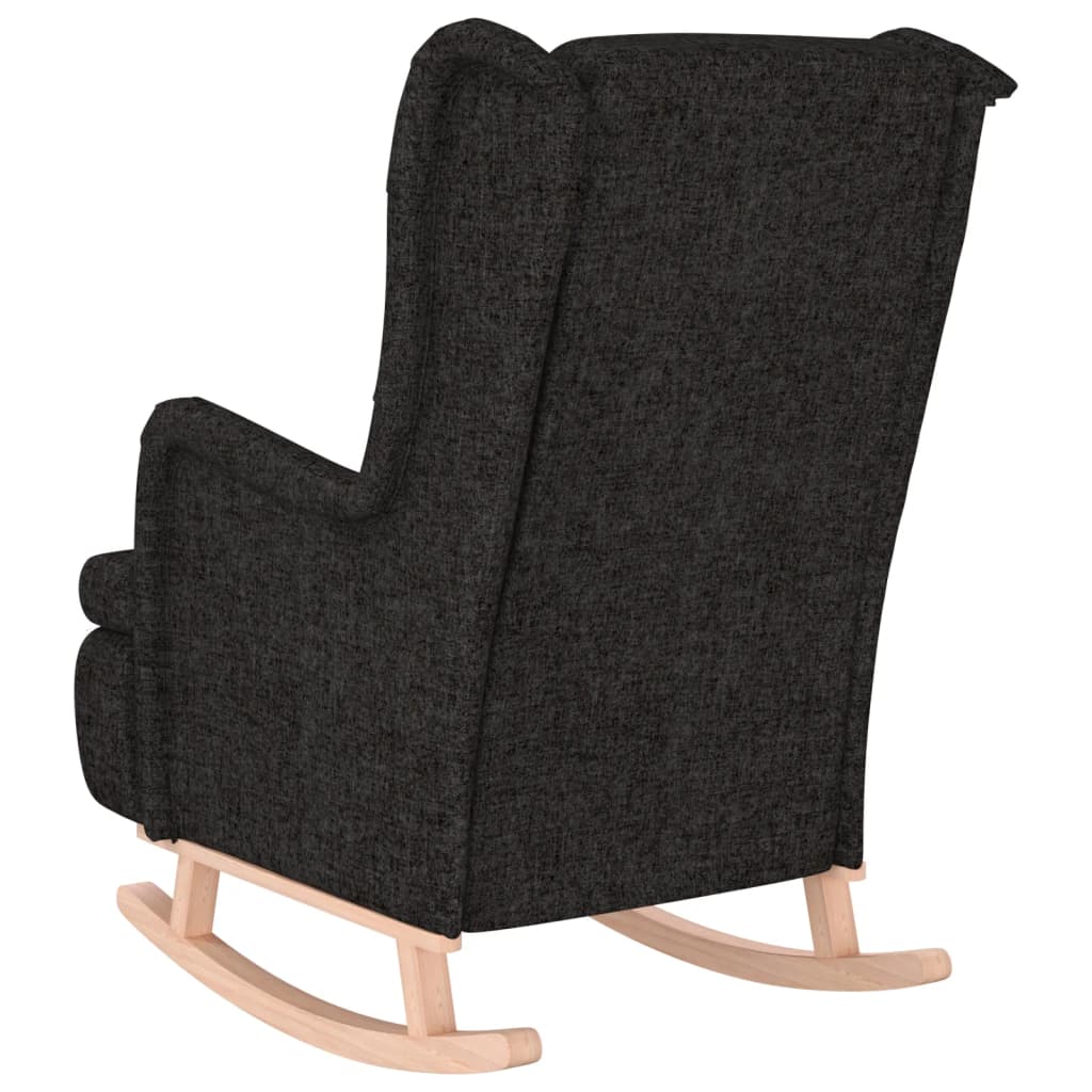 Armchair with Solid Rubber Wood Rocking Legs Black Fabric