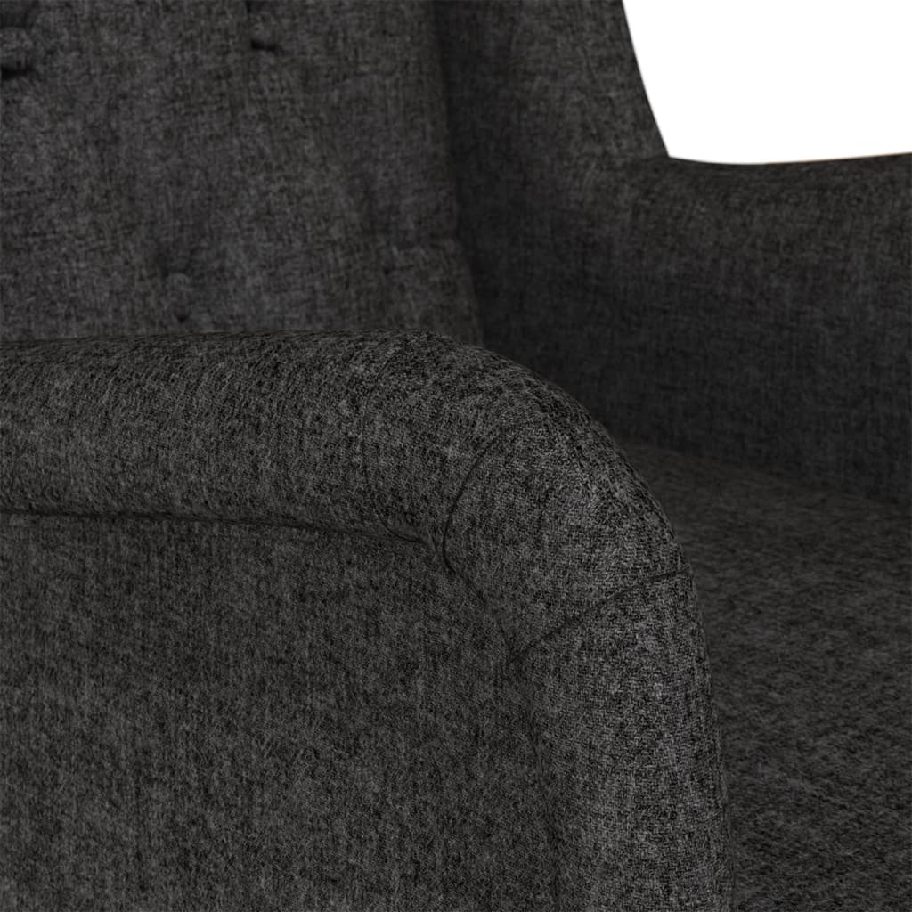 Armchair with Solid Rubber Wood Rocking Legs Black Fabric