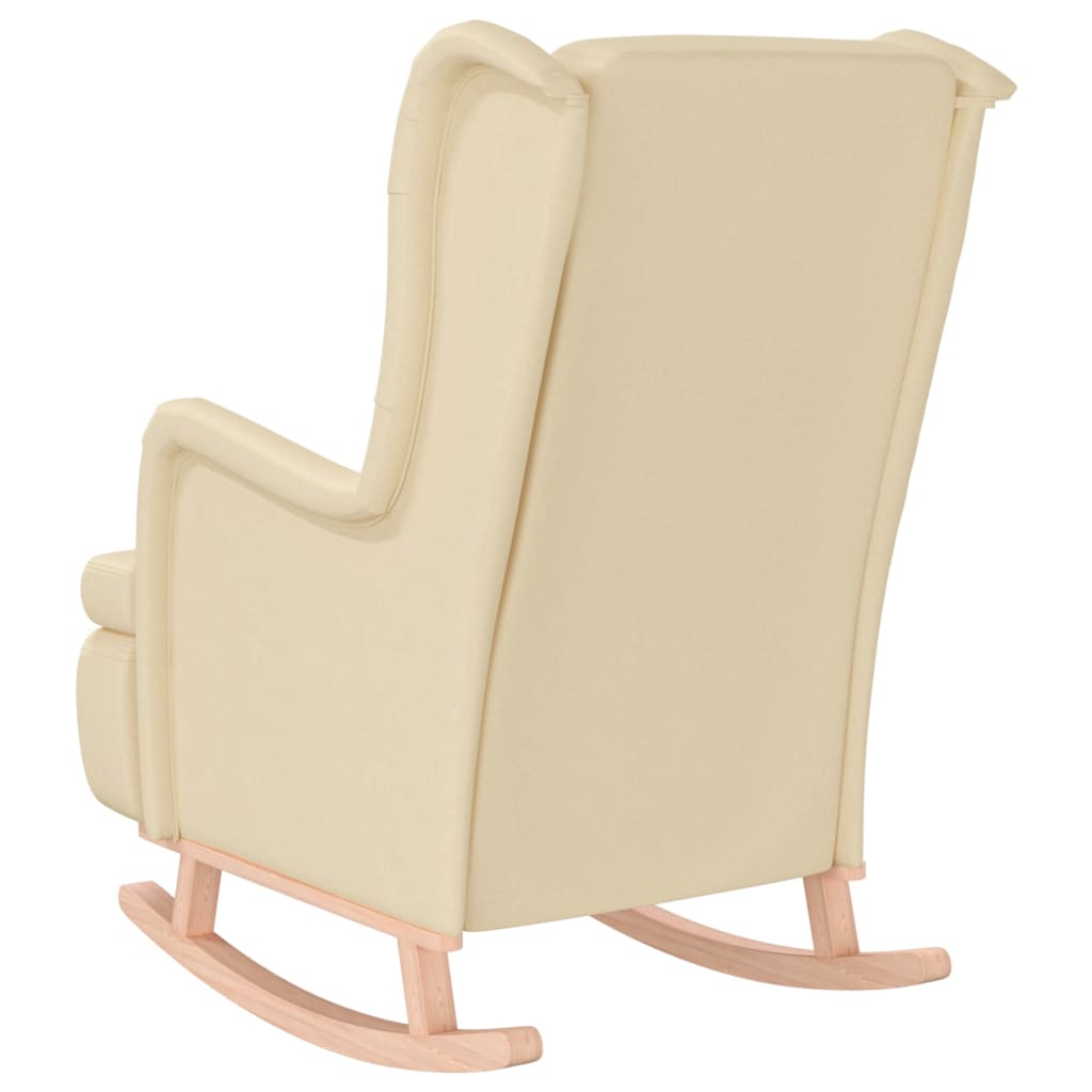 Armchair with Solid Rubber Wood Rocking Legs Cream Fabric