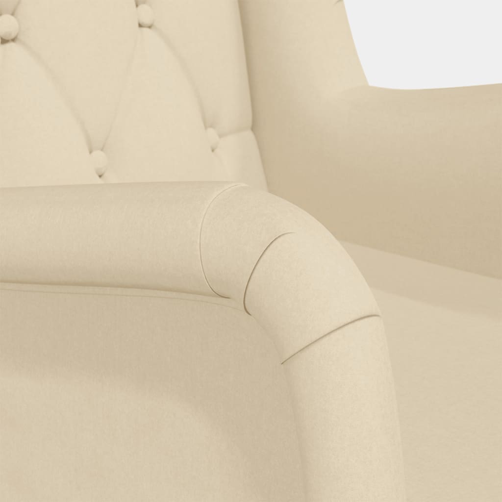 Armchair with Solid Rubber Wood Rocking Legs Cream Fabric