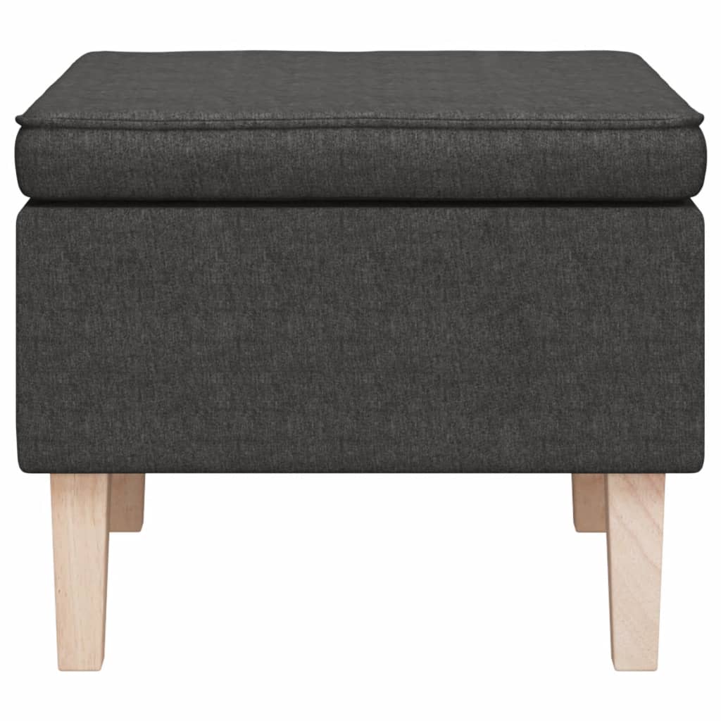 Stool with Wooden Legs Dark Grey Fabric