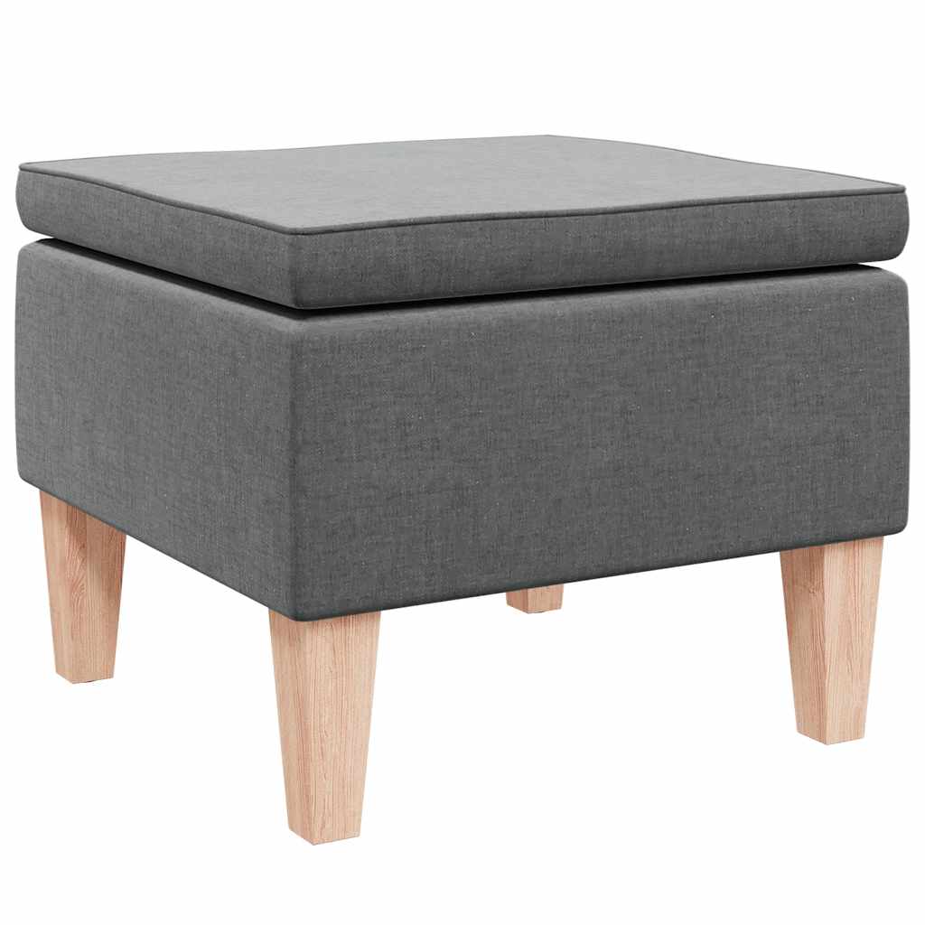 Stool with Wooden Legs Dark Grey Fabric