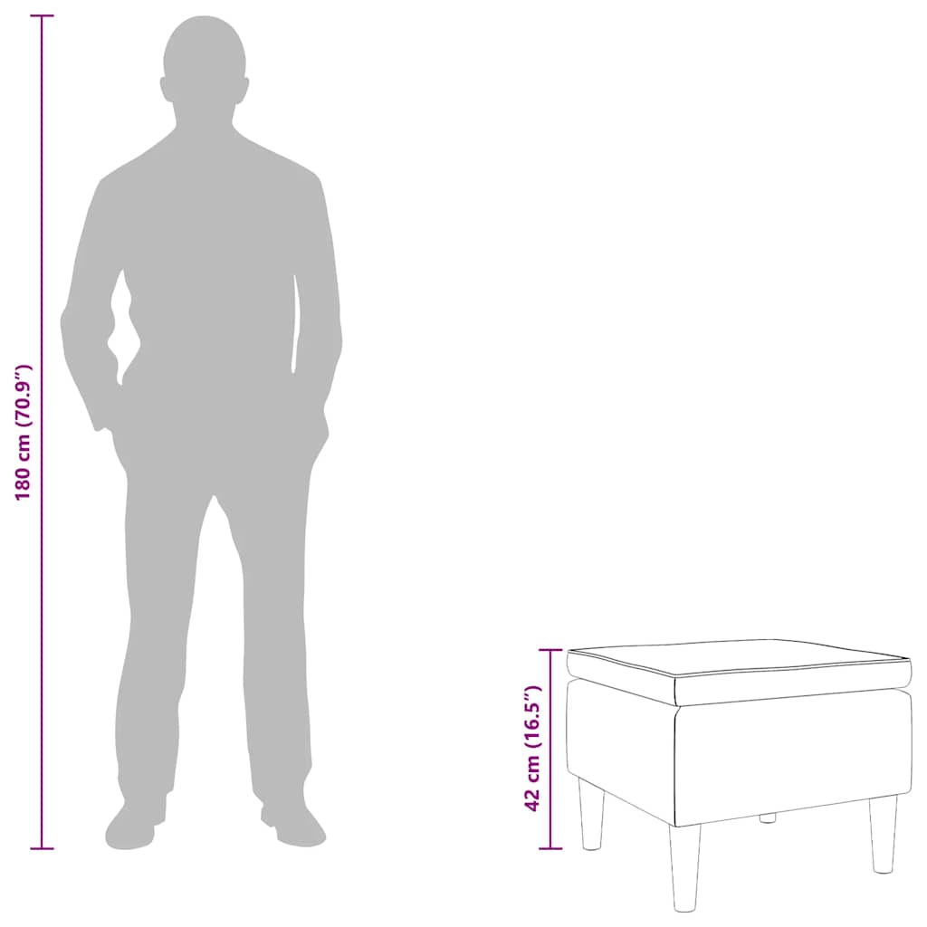 Stool with Wooden Legs Light Grey Fabric