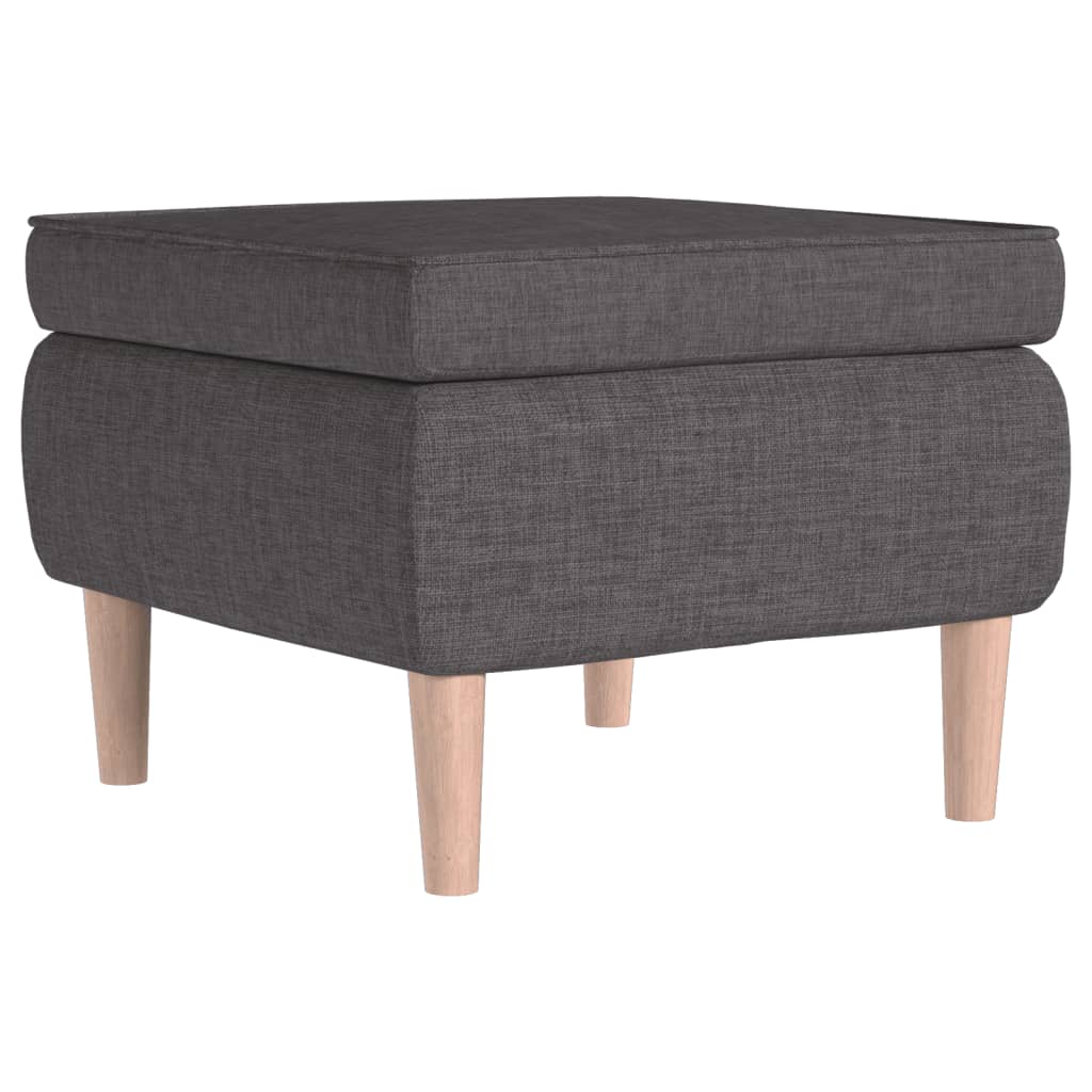 Stool with Wooden Legs Dark Grey Fabric