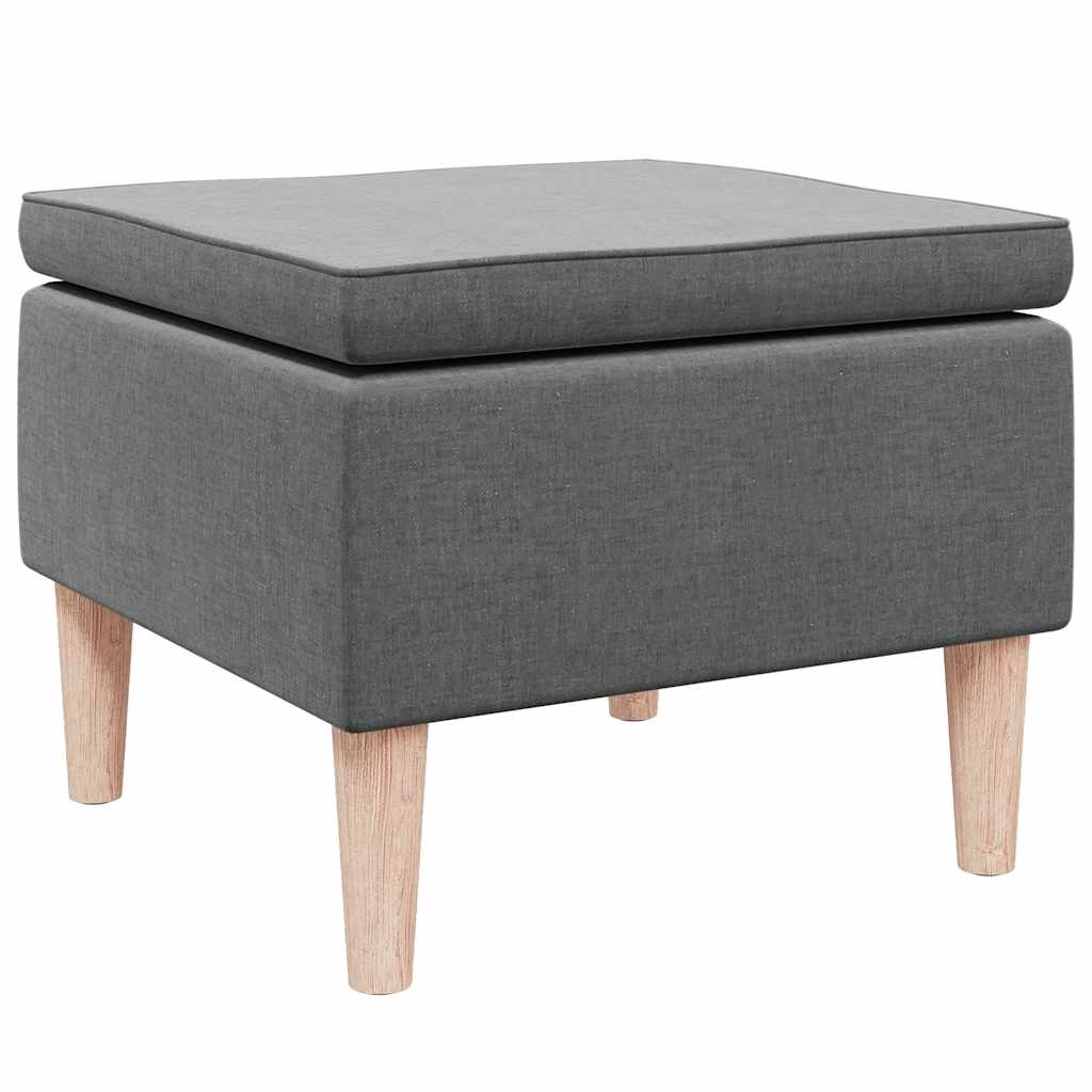 Stool with Wooden Legs Dark Grey Fabric