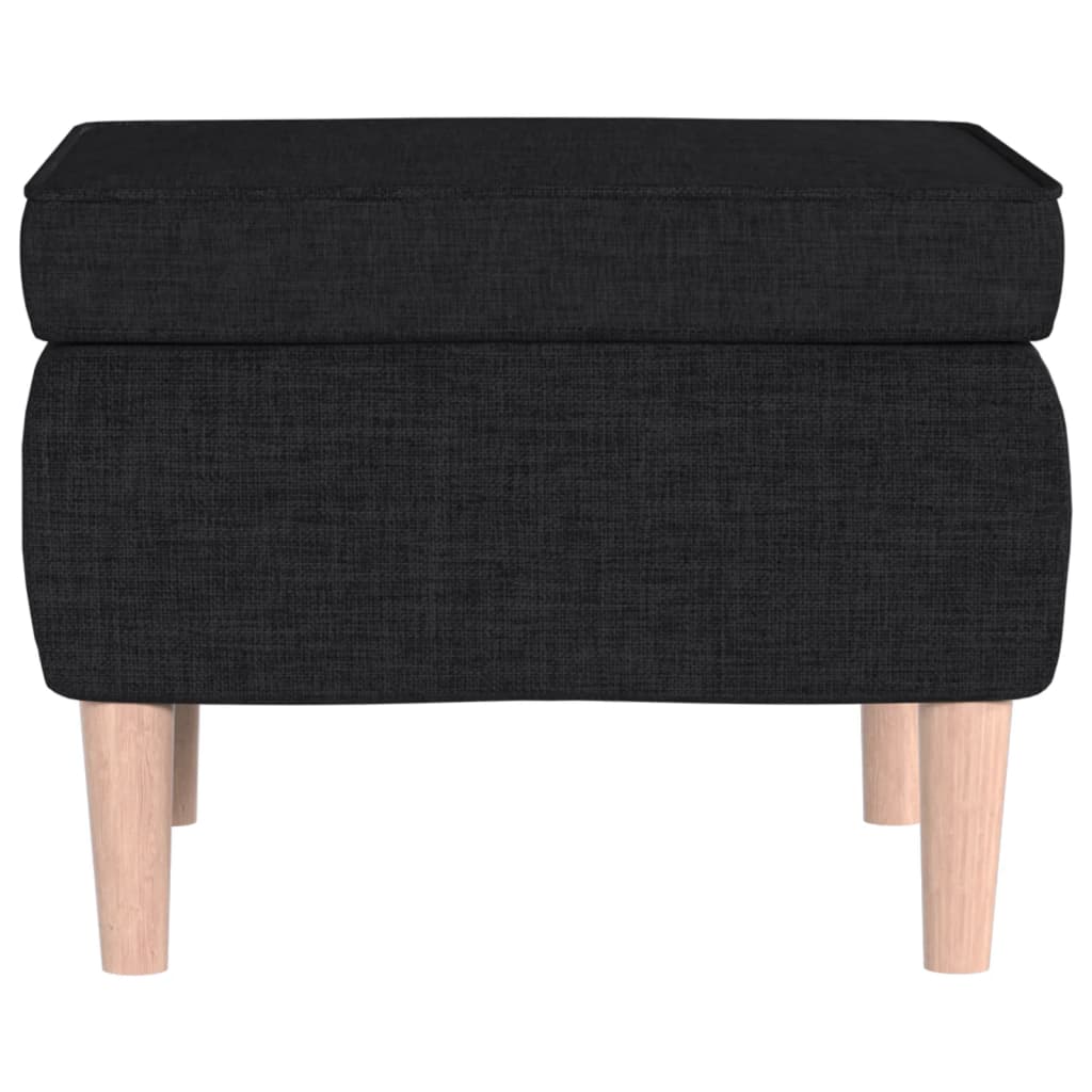 Stool with Wooden Legs Black Fabric