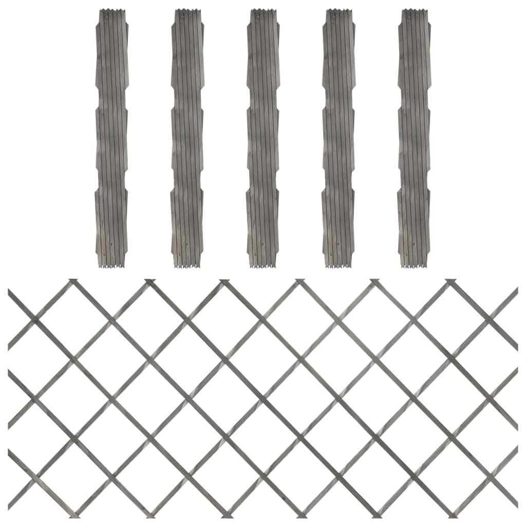 Trellis Fences 5 pcs Grey Solid Firwood 180x80 cm