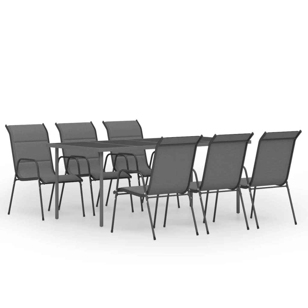 7 Piece Outdoor Dining Set Steel Anthracite
