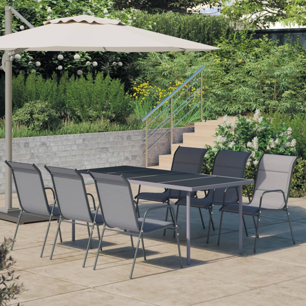 7 Piece Outdoor Dining Set Steel Anthracite