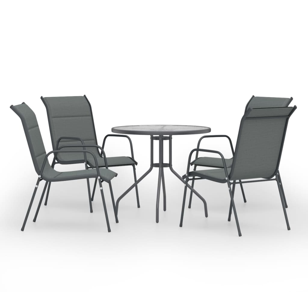 5 Piece Outdoor Dining Set Steel Anthracite