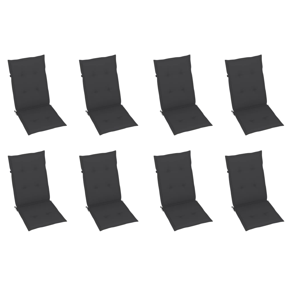 Reclining Garden Chairs with Cushions 8 pcs Solid Teak Wood