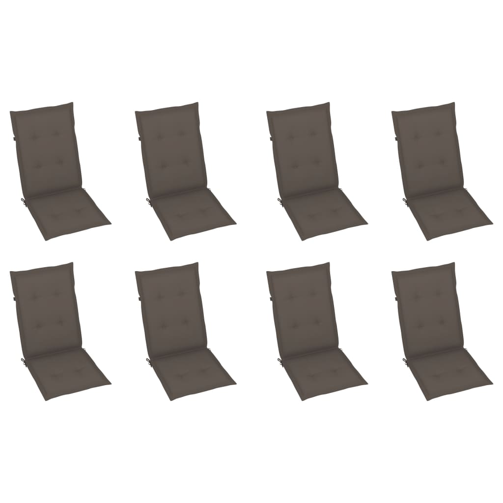 Reclining Folding Chairs with Cushions 8 pcs Solid Teak Wood