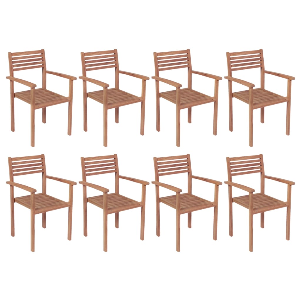 Stackable Garden Chairs 8 pcs Solid Teak Wood