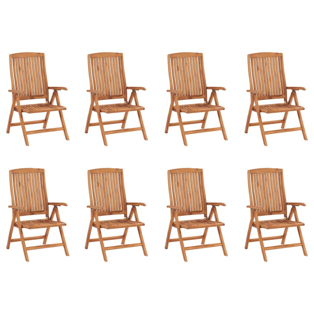 Reclining Folding Chairs 8 pcs Solid Teak Wood