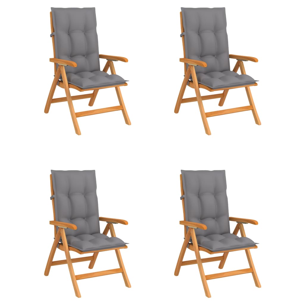 Reclining Folding Chairs with Cushions 4 pcs Solid Teak Wood