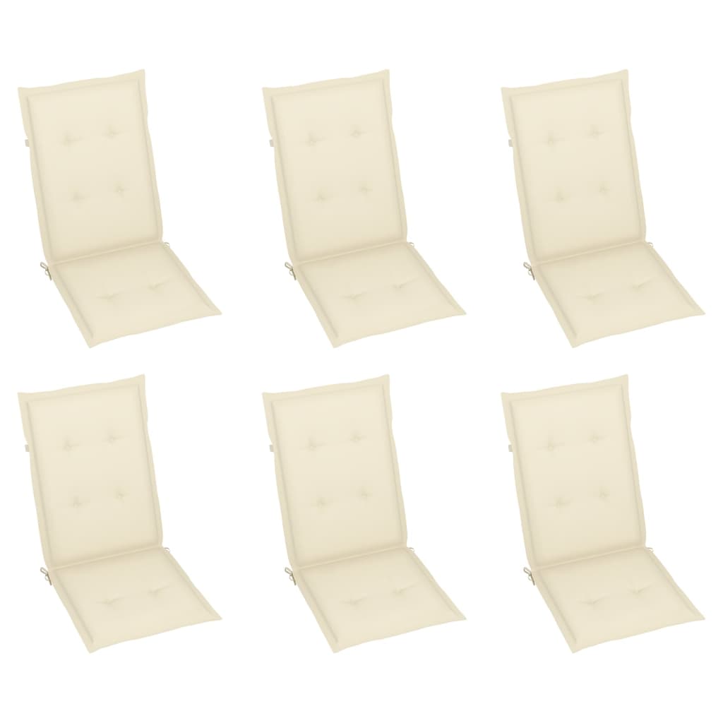 Reclining Folding Chairs with Cushions 6 pcs Solid Teak Wood