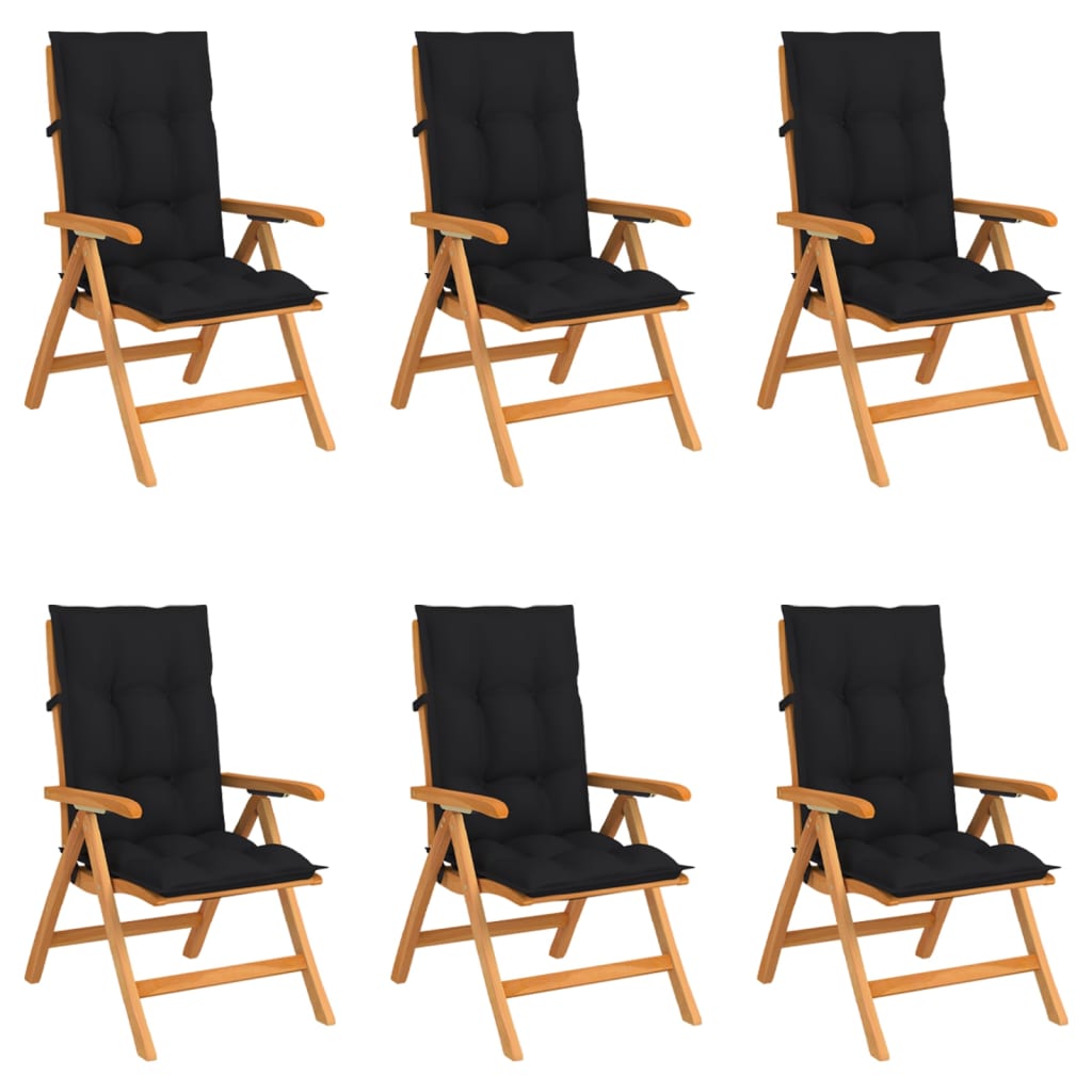 Reclining Folding Chairs with Cushions 6 pcs Solid Teak Wood