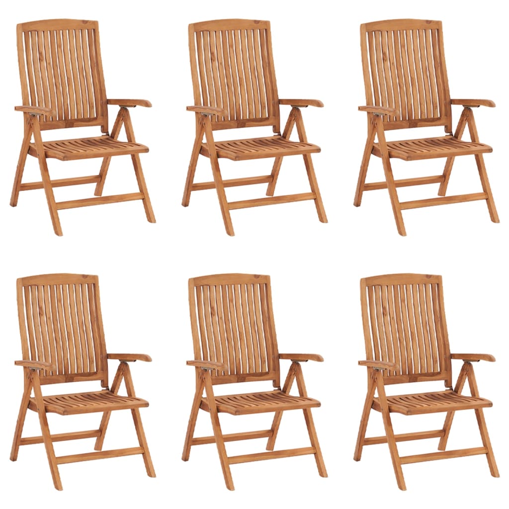 Reclining Folding Chairs with Cushions 6 pcs Solid Teak Wood