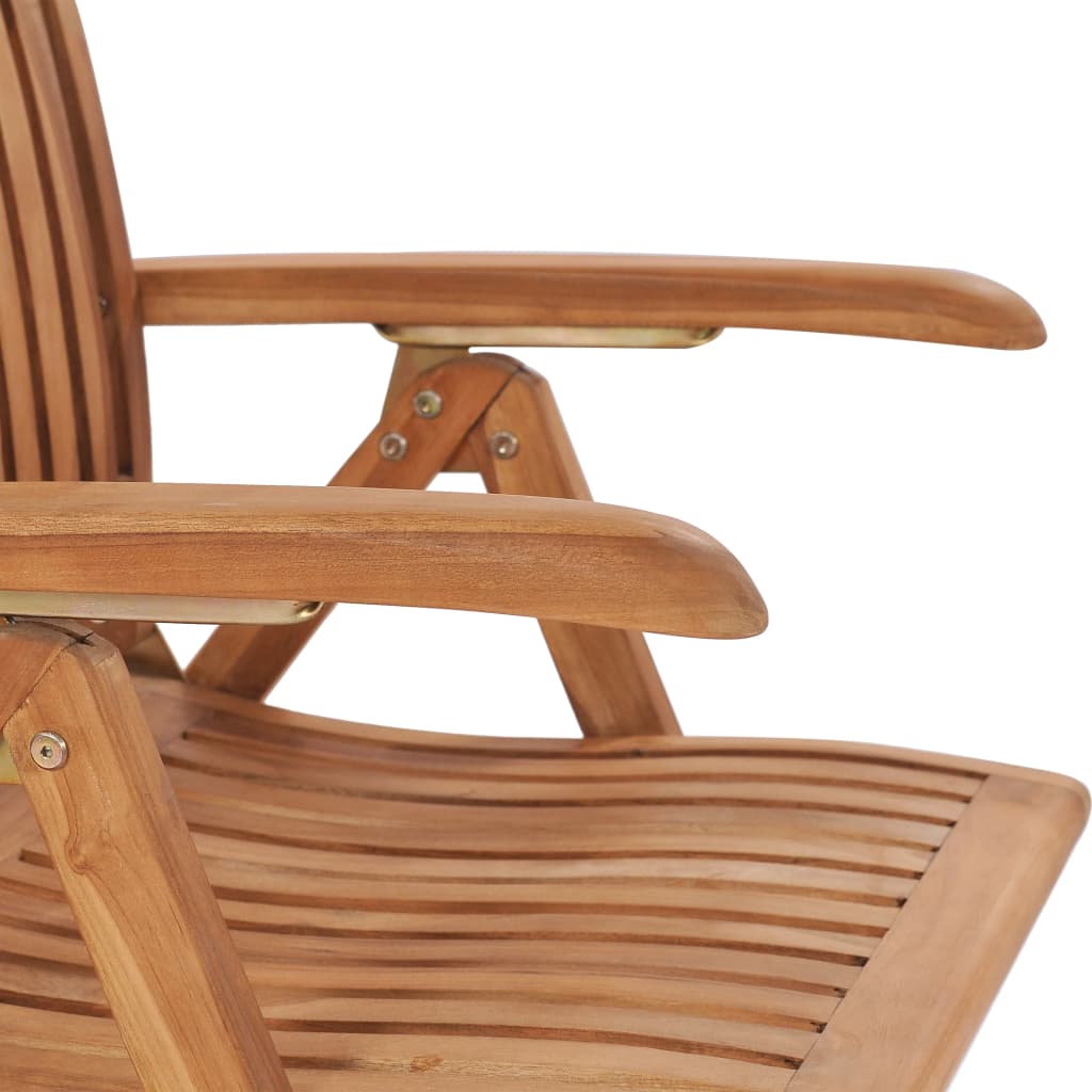 Reclining Folding Chairs with Cushions 6 pcs Solid Teak Wood