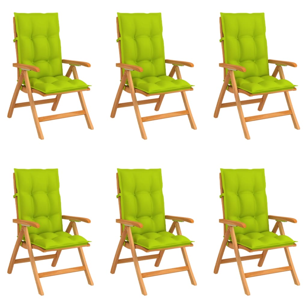 Reclining Folding Chairs with Cushions 6 pcs Solid Teak Wood