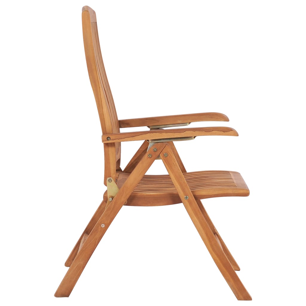 Reclining Folding Chairs with Cushions 8 pcs Solid Teak Wood