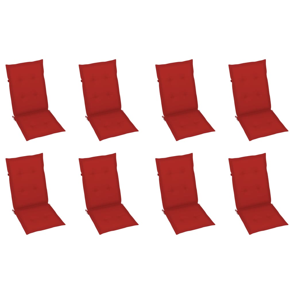 Reclining Folding Chairs with Cushions 8 pcs Solid Teak Wood
