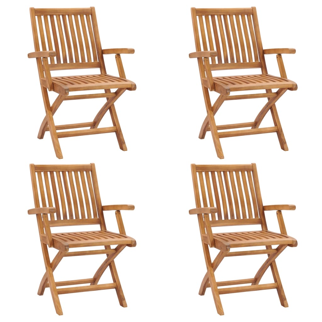 Folding Garden Chairs 4 pcs Solid Teak Wood