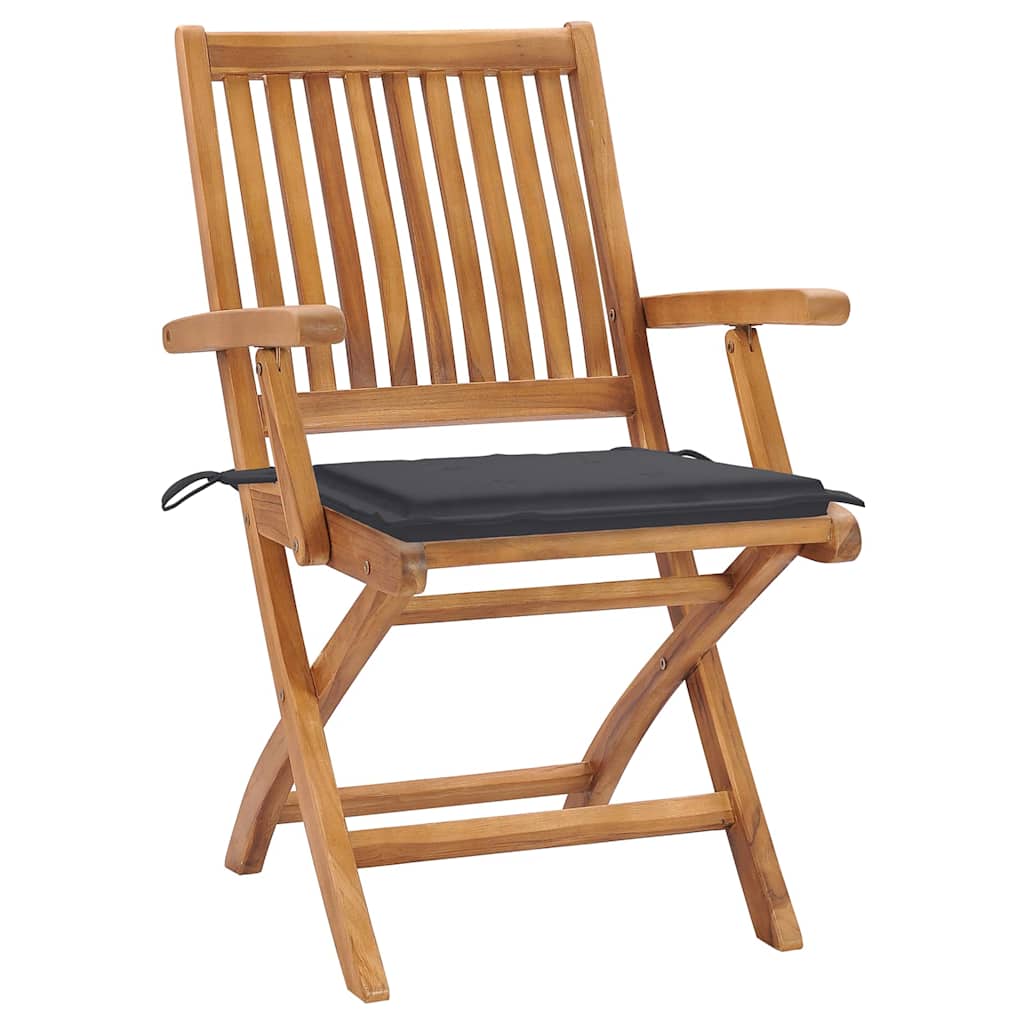 Folding Garden Chairs with Cushions 4 pcs Solid Teak Wood
