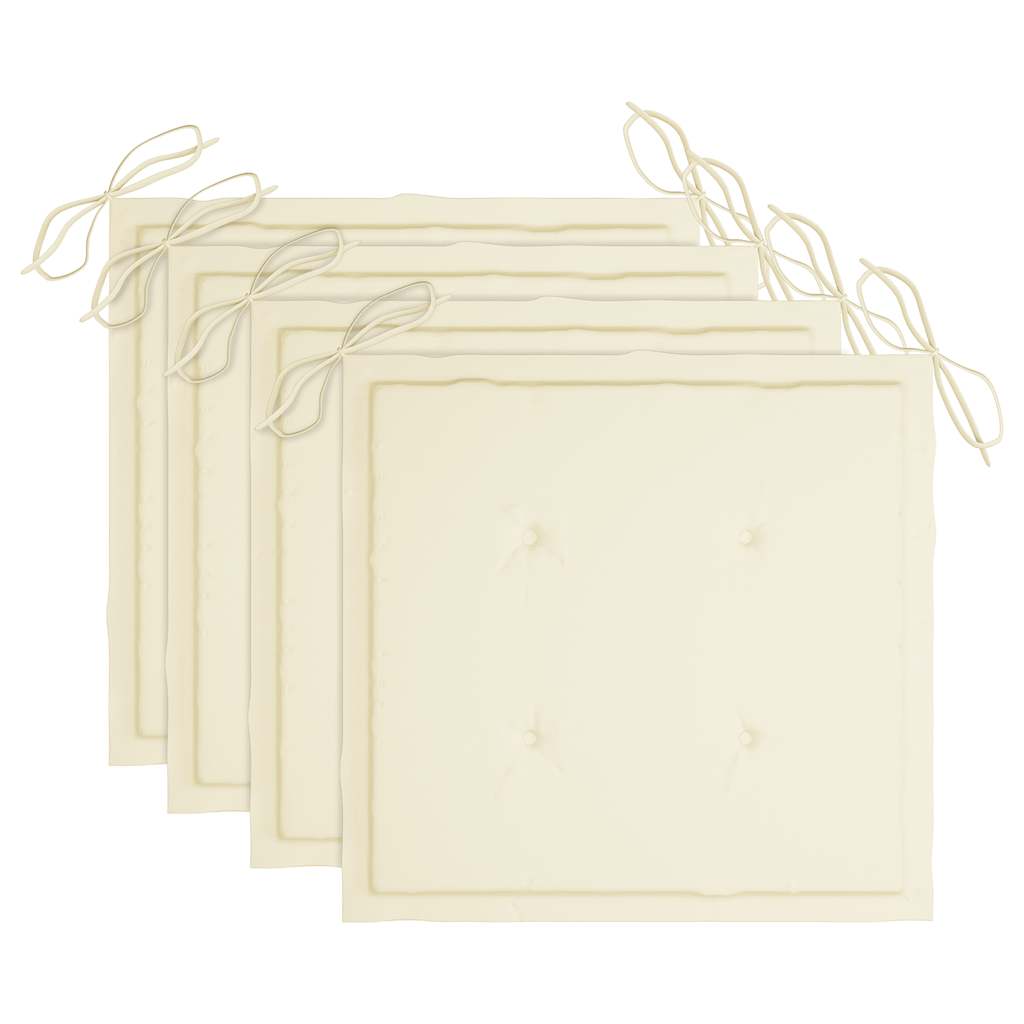 Folding Garden Chairs with Cushions 4 pcs Solid Teak Wood