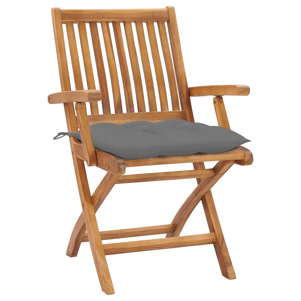 Folding Garden Chairs with Cushions 6 pcs Solid Teak Wood