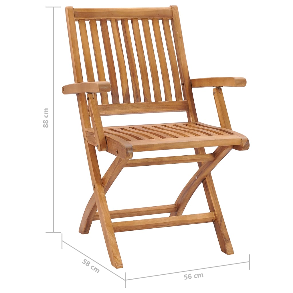 Folding Chairs with Cushions 8 pcs Solid Teak Wood